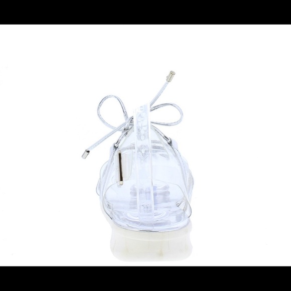 Silver Clear Metallic Lace Up Slingback Sandal - Picture 3 of 3